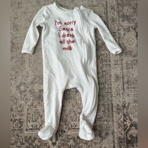 Pottery Barn Kids White Footie with Red Text